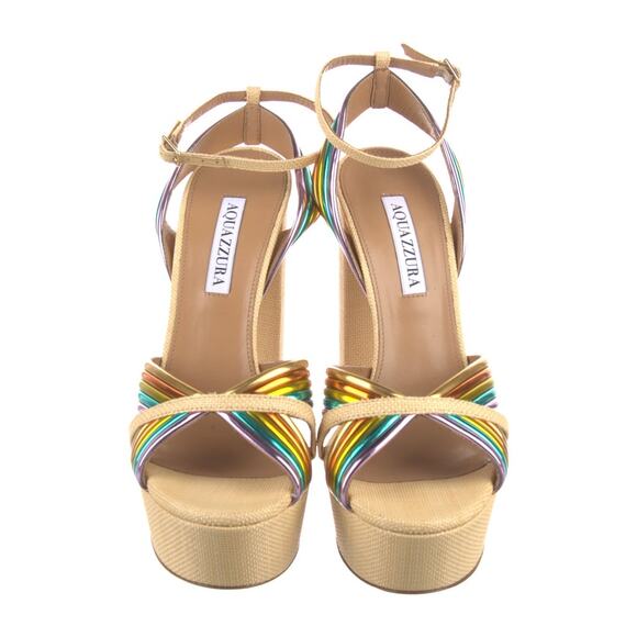 ❤️Aquazzura Leather Striped Slingback Pumps❤️ - Picture 3 of 5